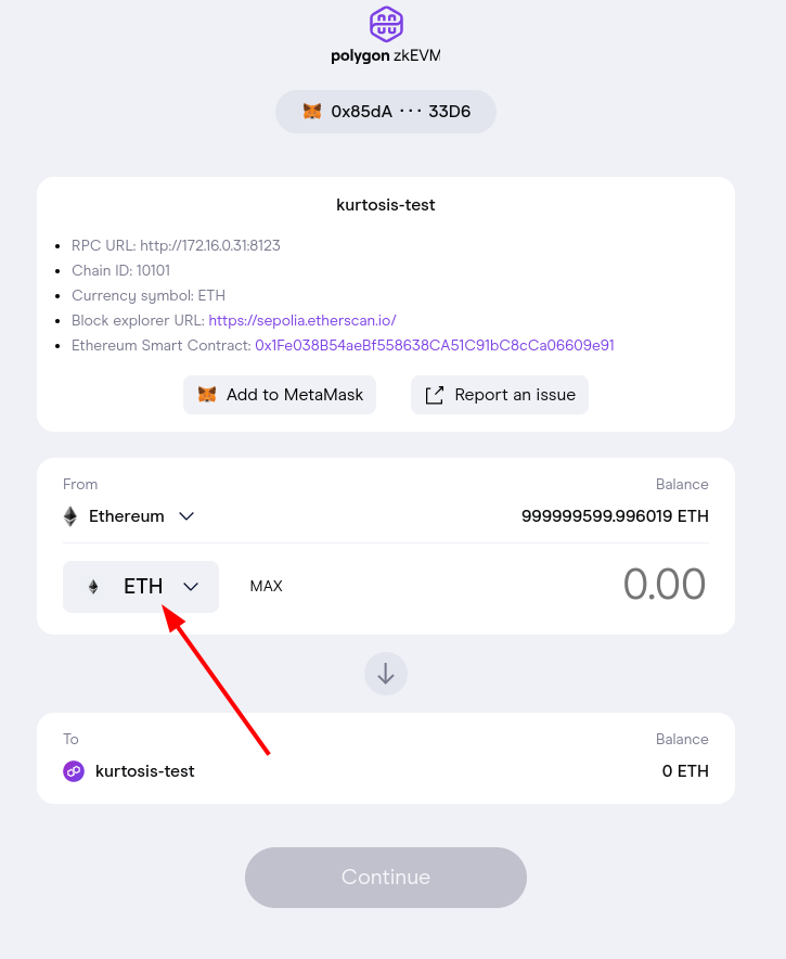 Token dropdown menu