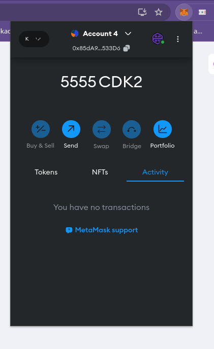 Check bridge success on L2 in MetaMask